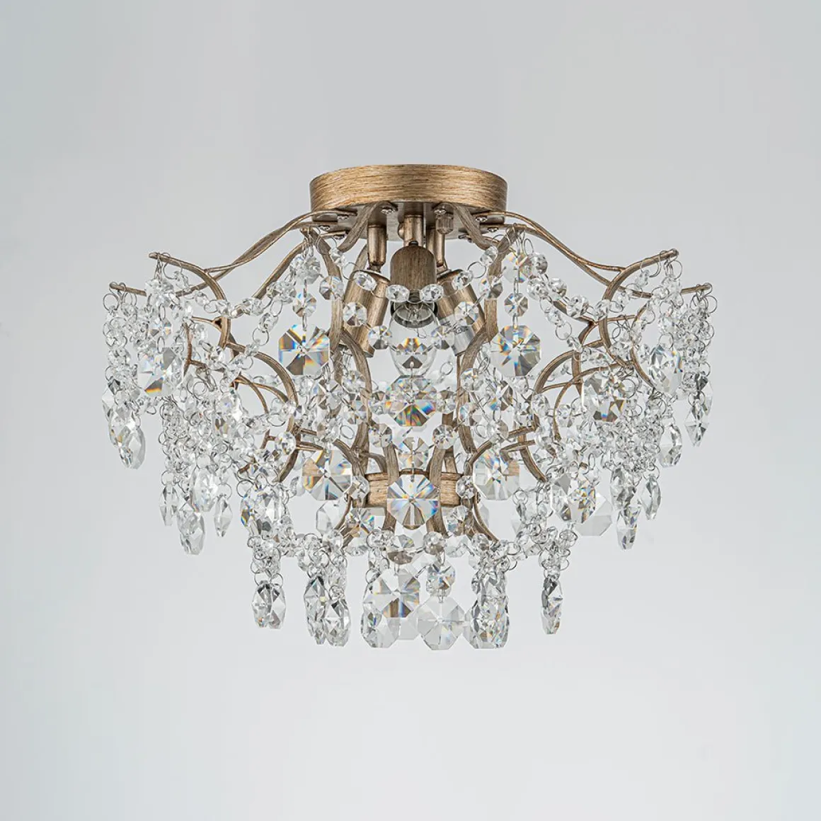 Glam Bloom Draped Crystal Accented Semi Flush Mount