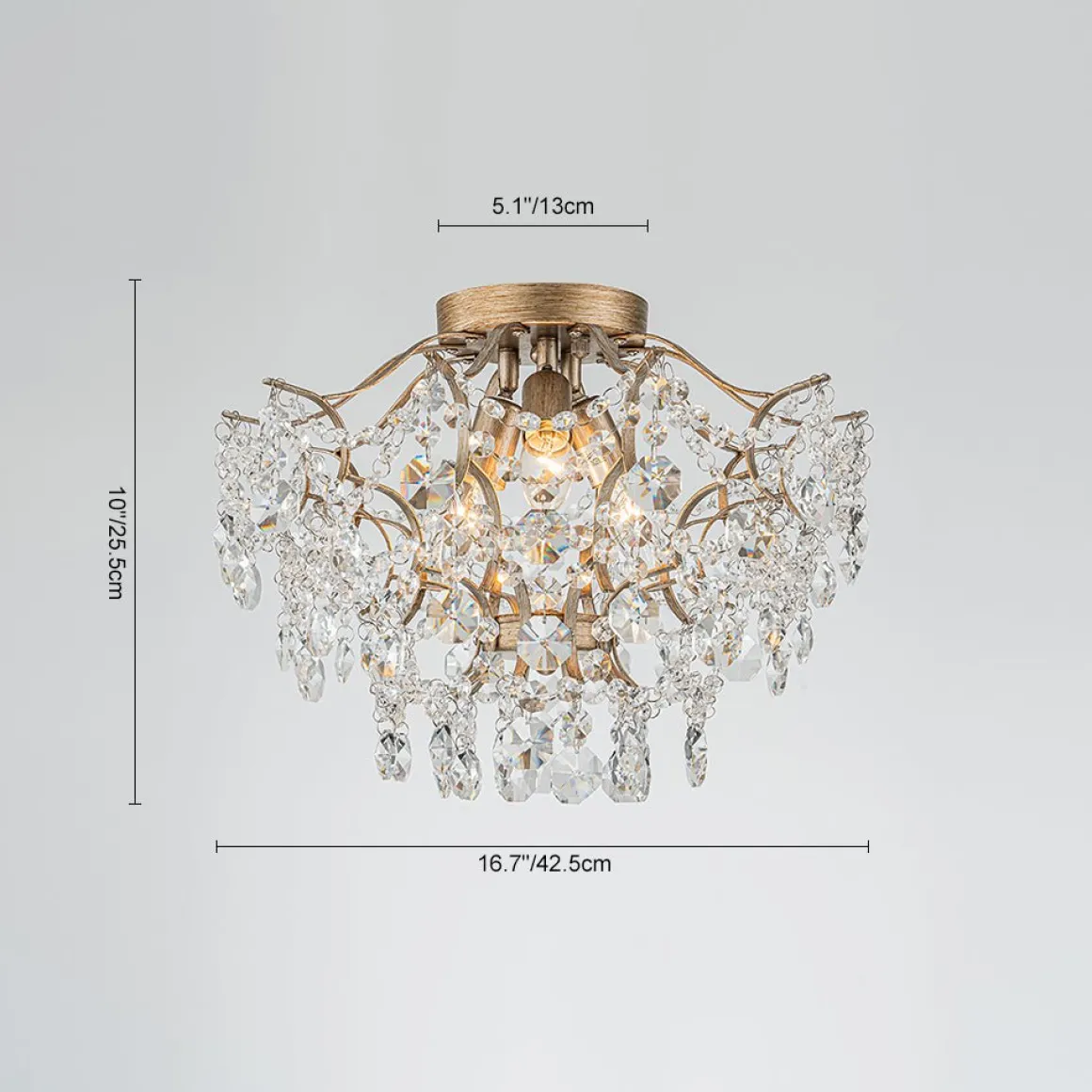 Glam Bloom Draped Crystal Accented Semi Flush Mount