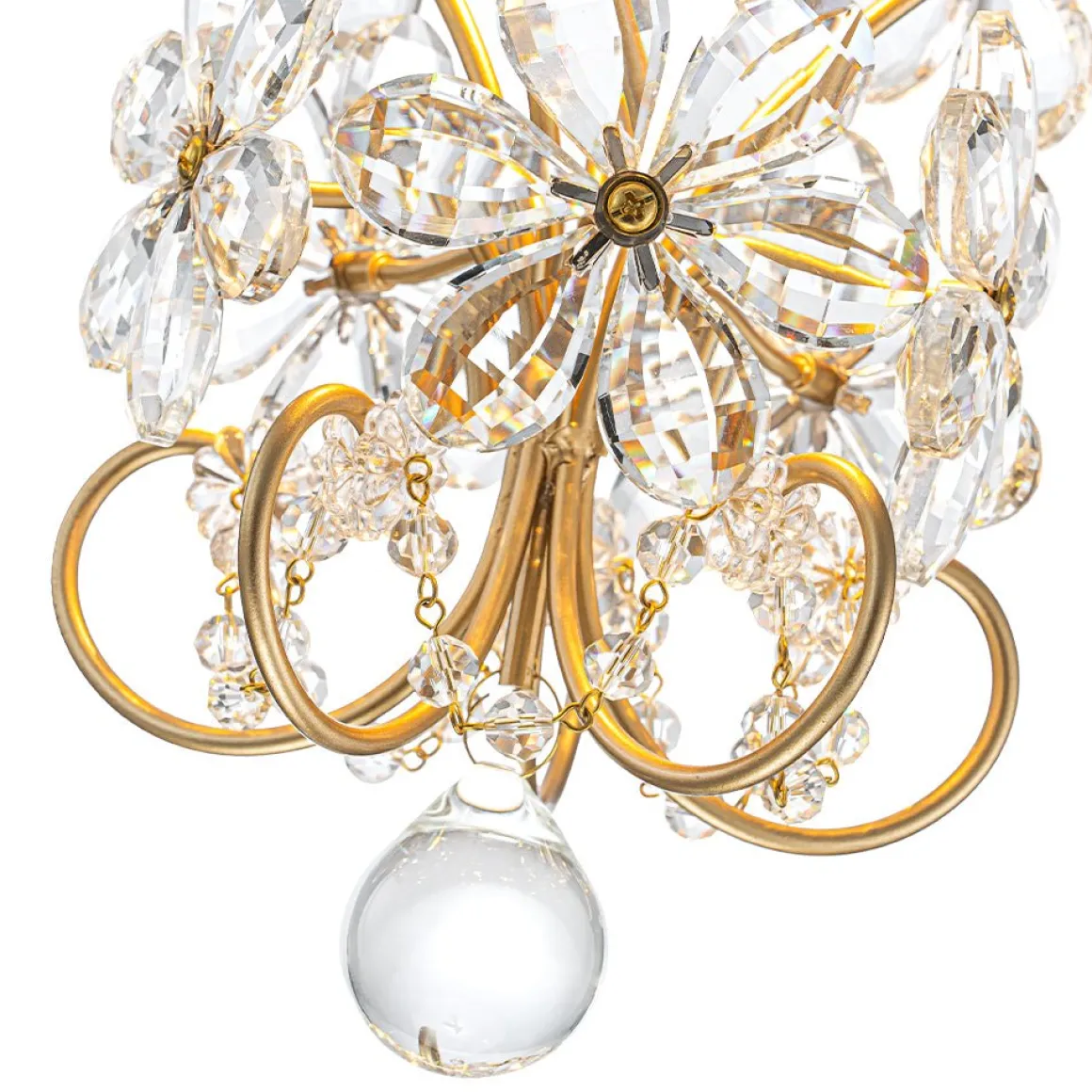 Glam Bloom Floral Crystal Accented Cage Pendant Light