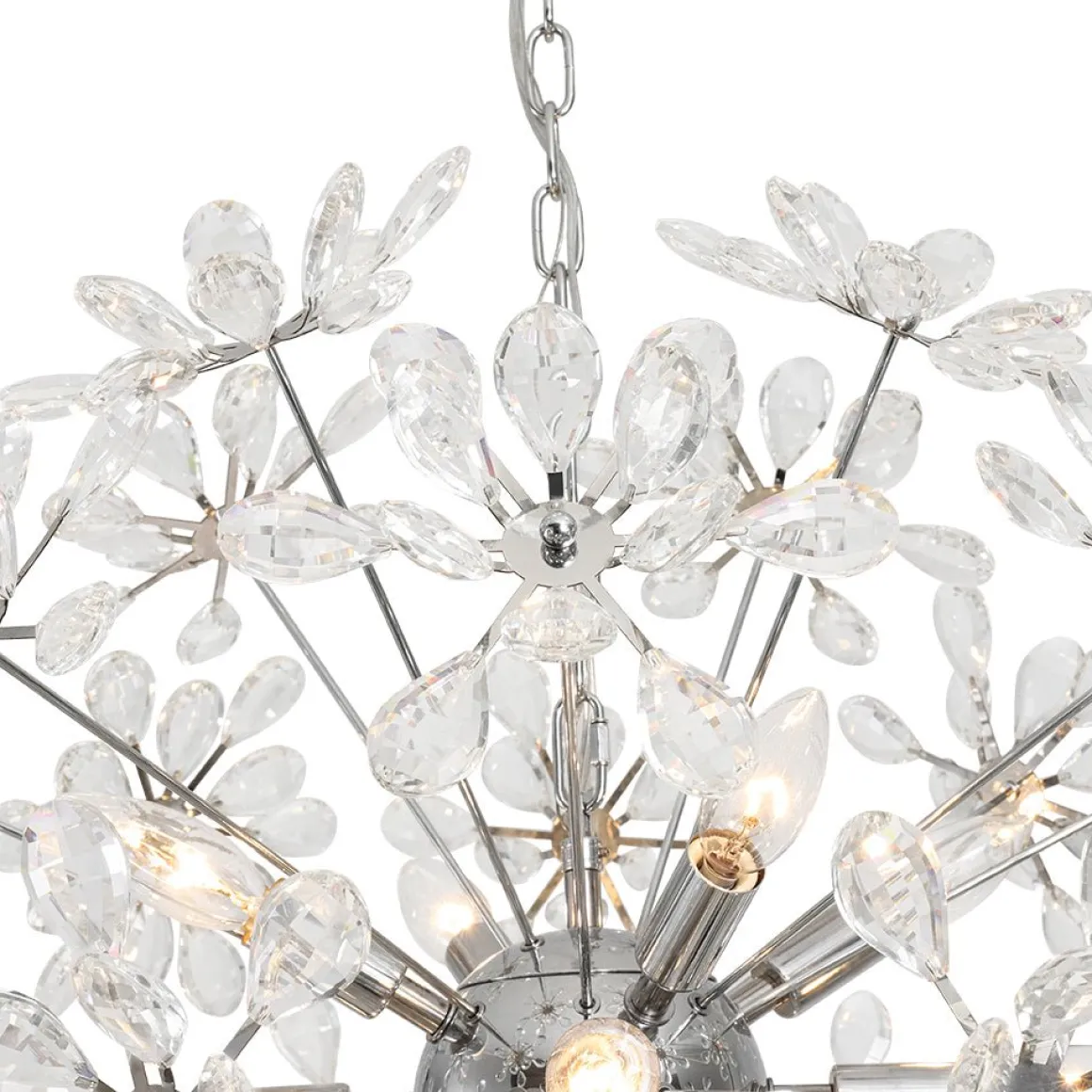 Glam Chrome Bloom Dandelion Crystal Sputnik Chandelier