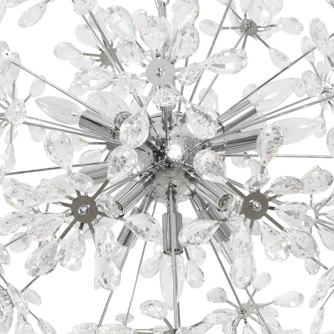 Glam Chrome Bloom Dandelion Crystal Sputnik Chandelier