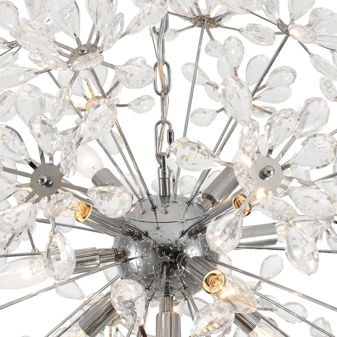 Glam Chrome Bloom Dandelion Crystal Sputnik Chandelier