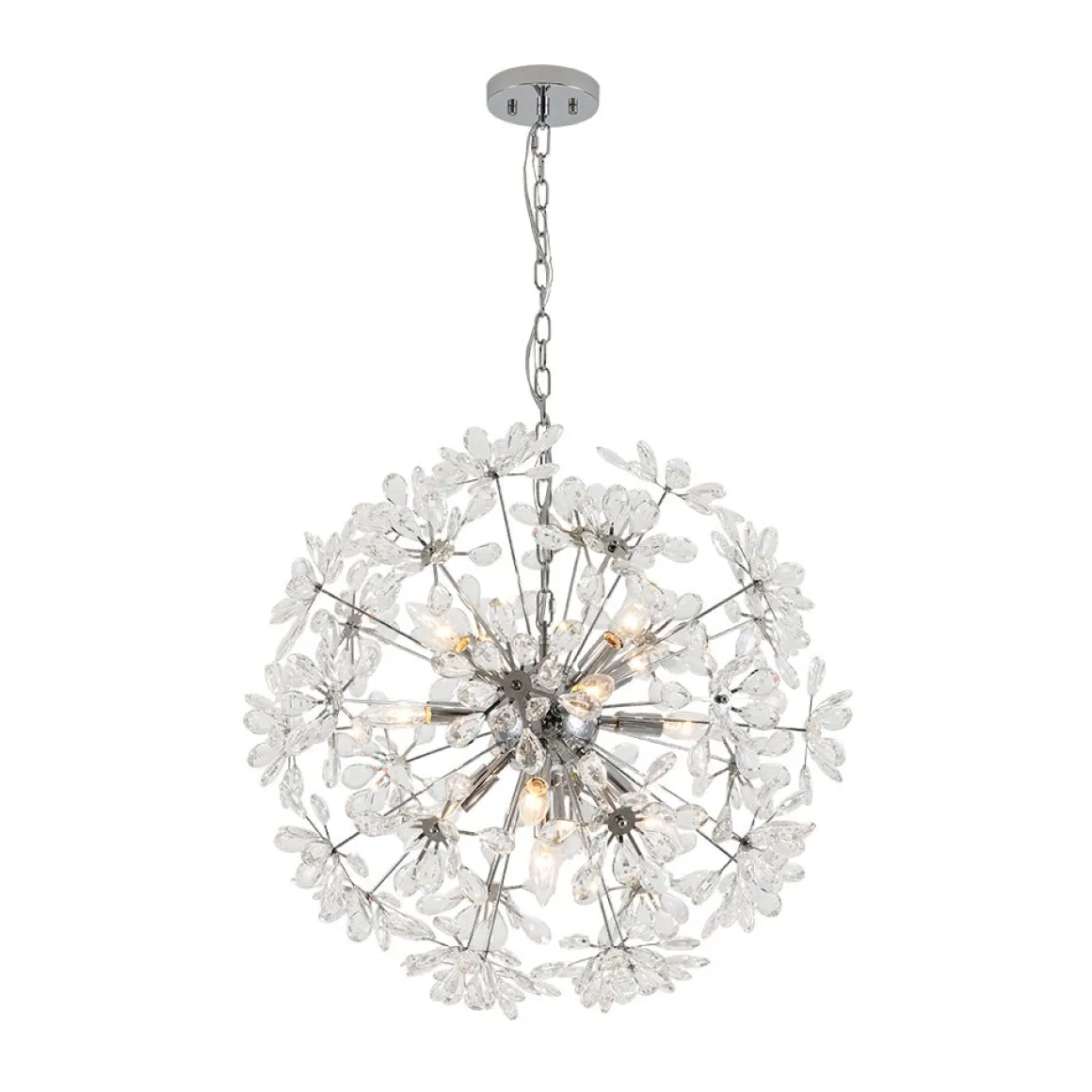 Glam Chrome Bloom Dandelion Crystal Sputnik Chandelier