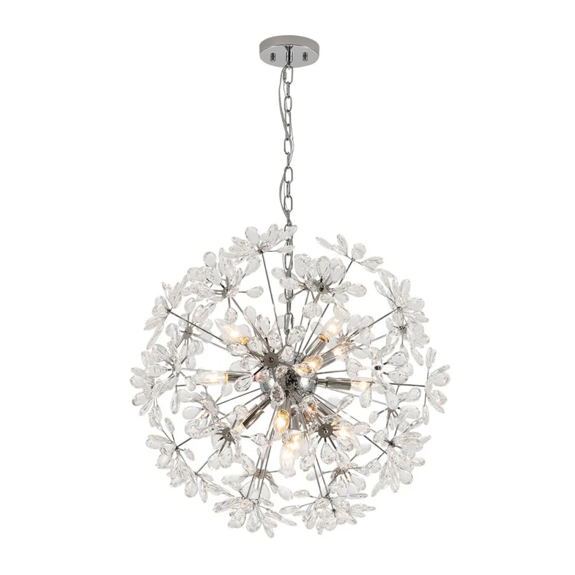 Glam Chrome Bloom Dandelion Crystal Sputnik Chandelier
