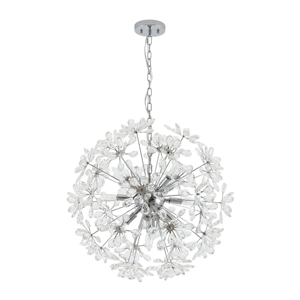 Glam Chrome Bloom Dandelion Crystal Sputnik Chandelier