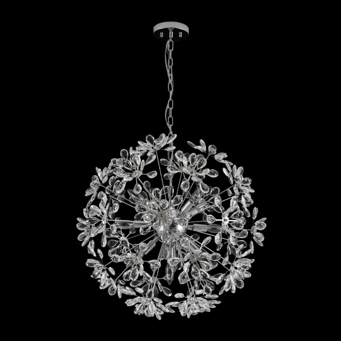 Glam Chrome Bloom Dandelion Crystal Sputnik Chandelier