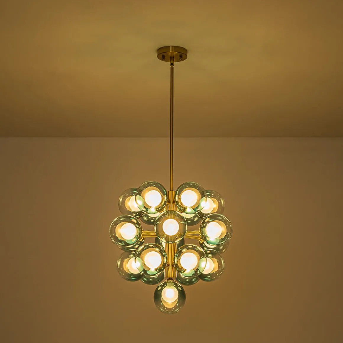 Glam Cluster White Blue Glass Bubble Tiered Chandelier