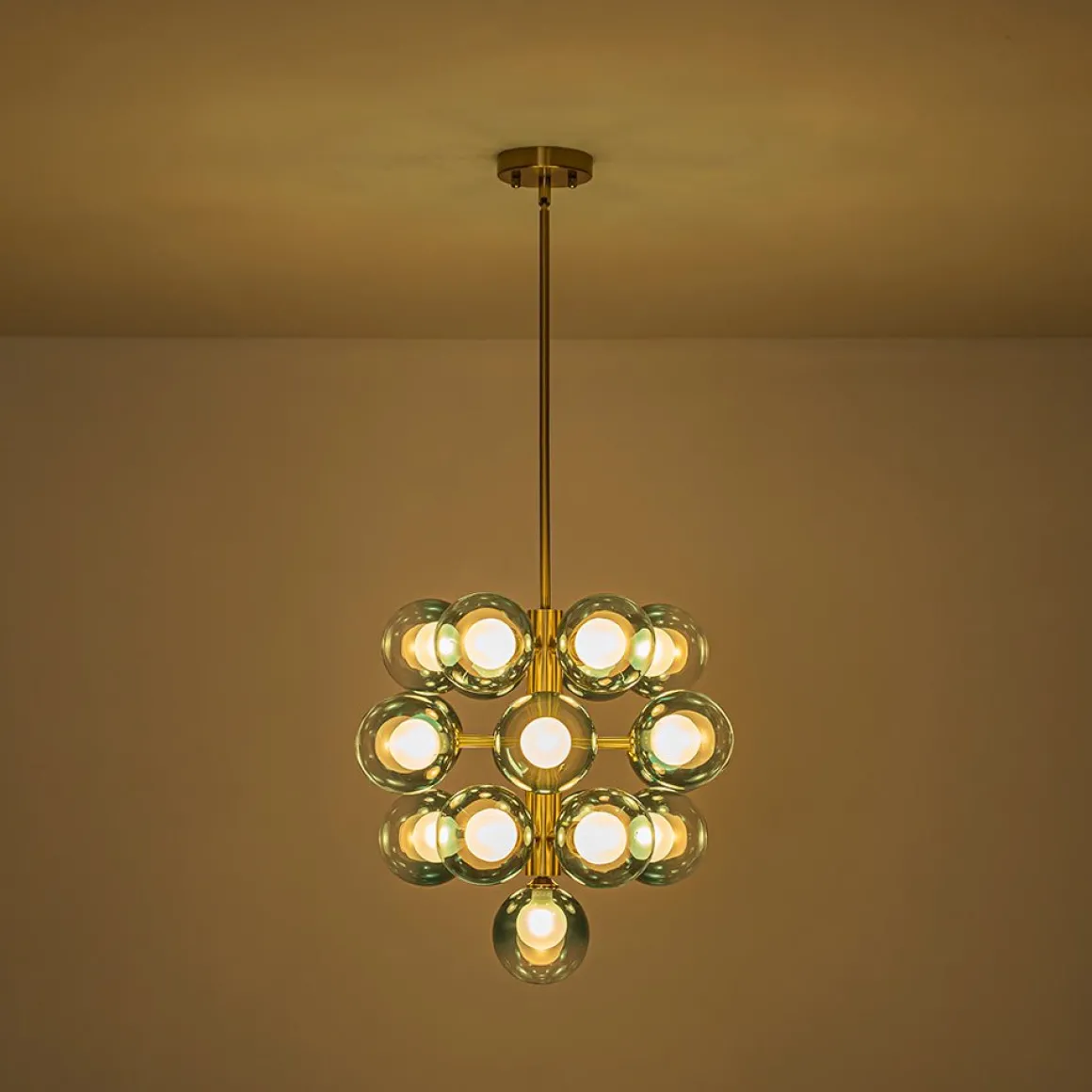 Glam Cluster White Blue Glass Bubble Tiered Chandelier