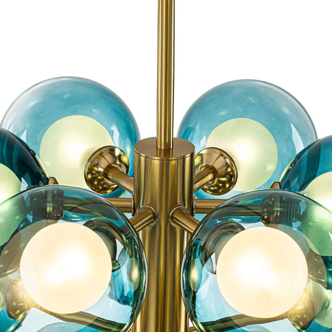 Glam Cluster White Blue Glass Bubble Tiered Chandelier