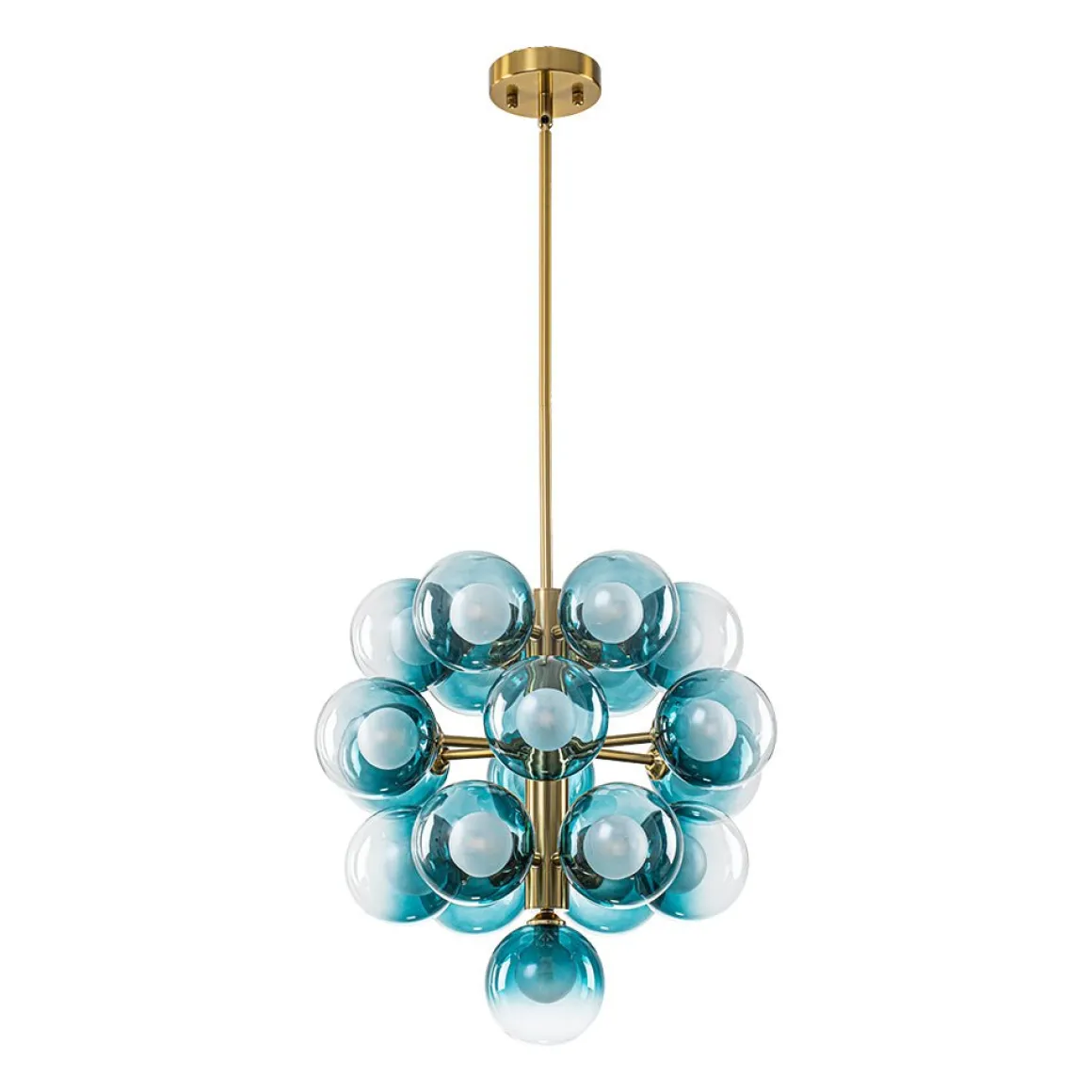 Glam Cluster White Blue Glass Bubble Tiered Chandelier