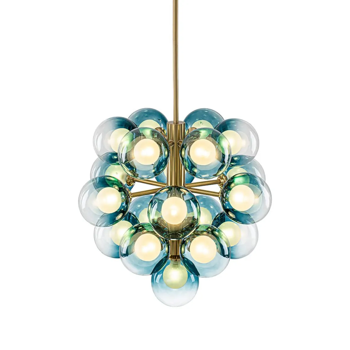 Glam Cluster White Blue Glass Bubble Tiered Chandelier