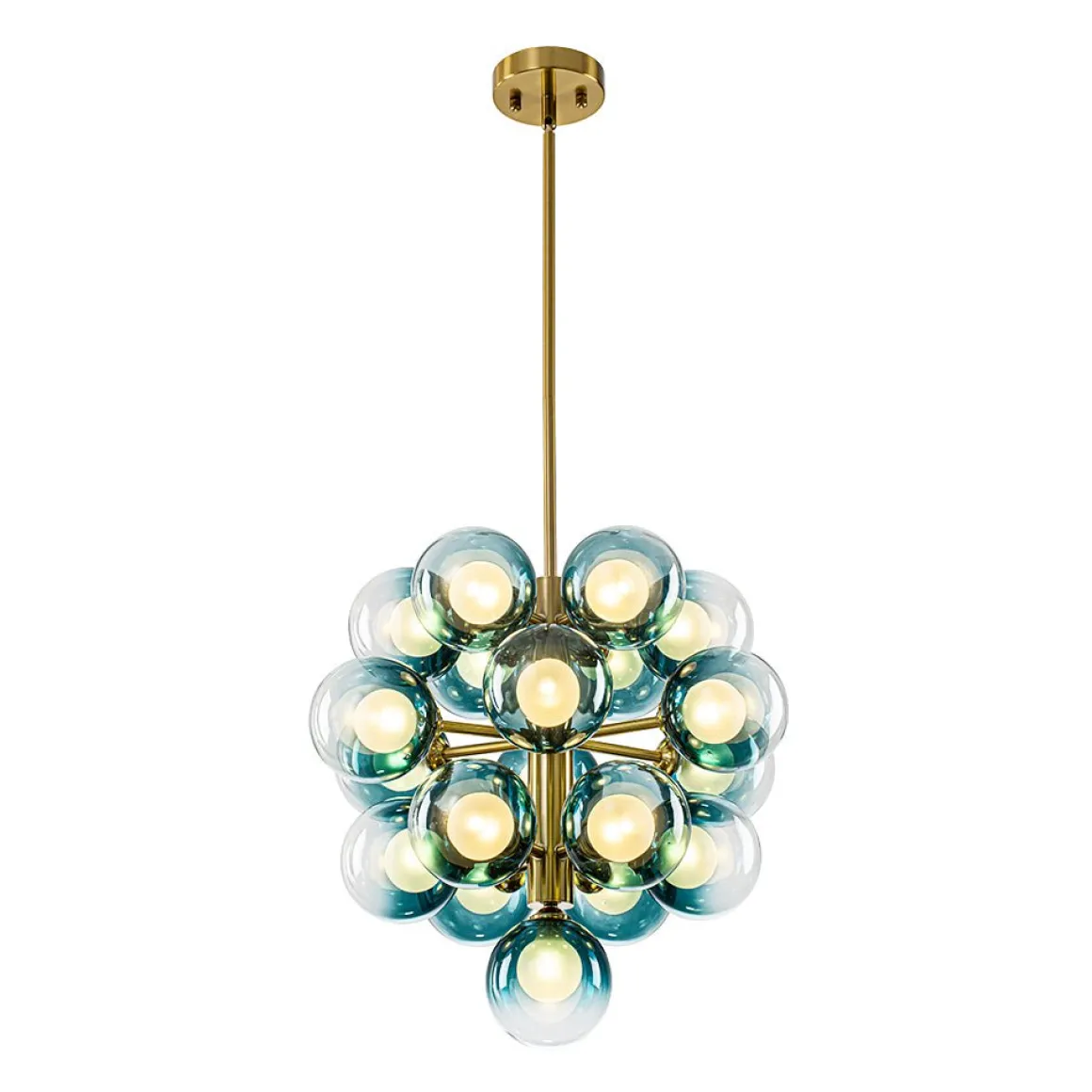 Glam Cluster White Blue Glass Bubble Tiered Chandelier