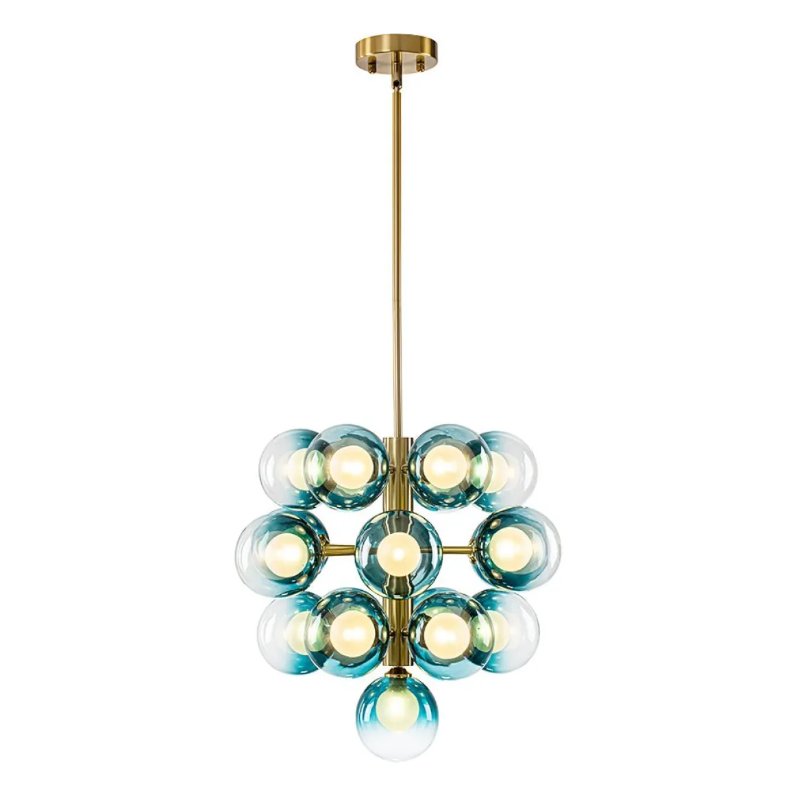 Glam Cluster White Blue Glass Bubble Tiered Chandelier