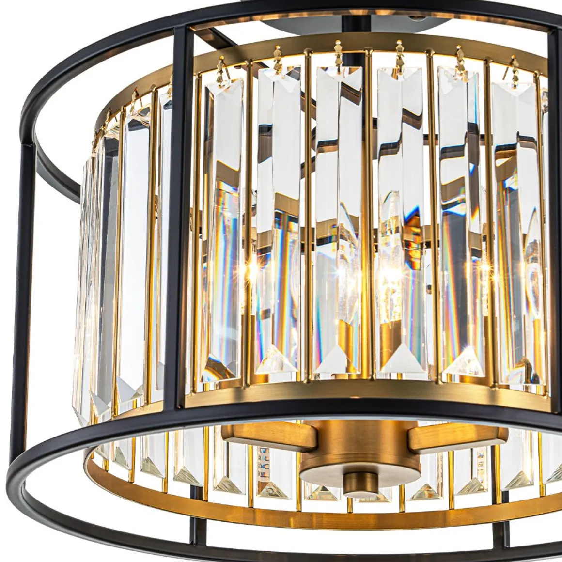 Glam Crystal Drum Round Semi Flush Ceiling Light