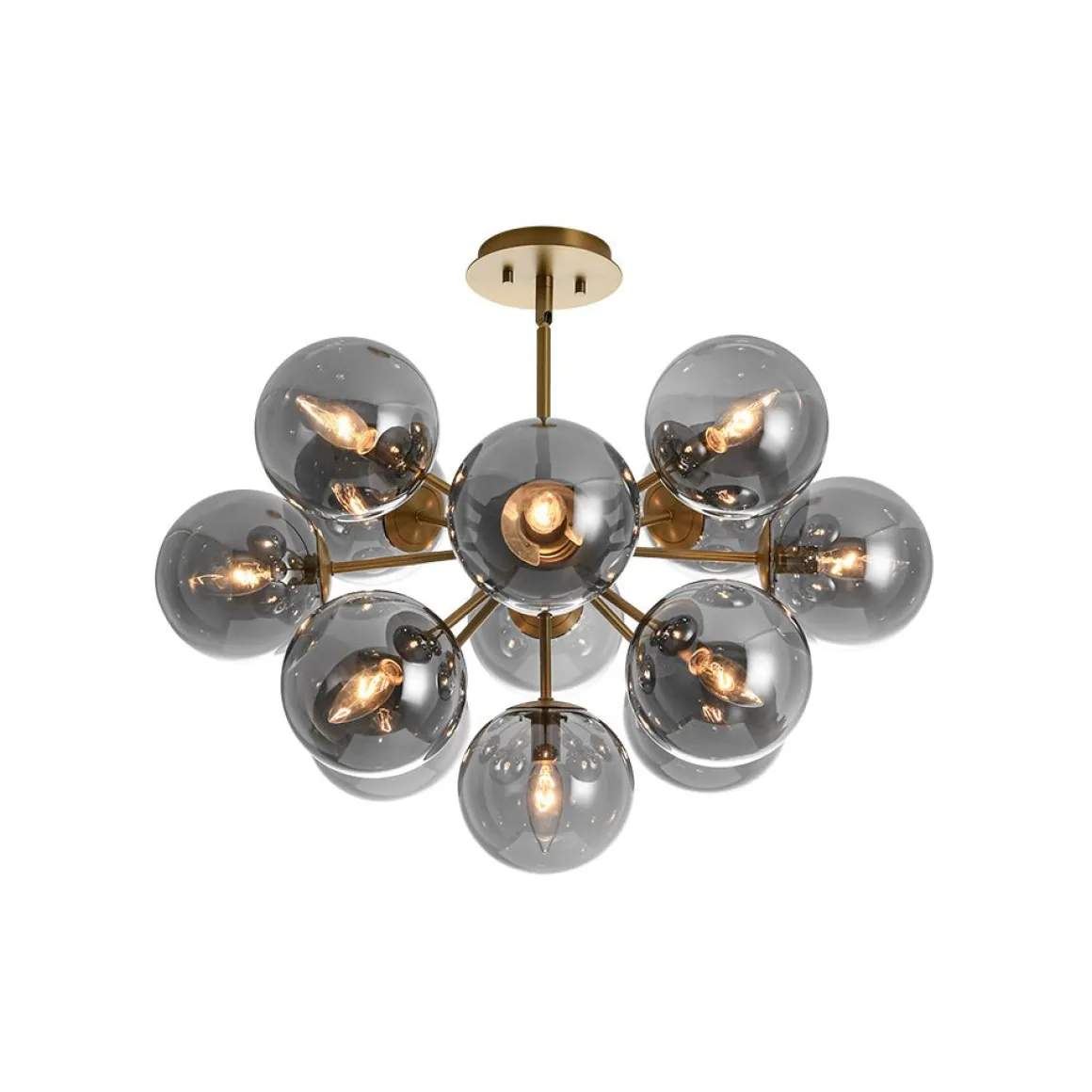 Glam Dark Pearl Sputnik Smoked Glass Bubble Chandelier Light Fixture