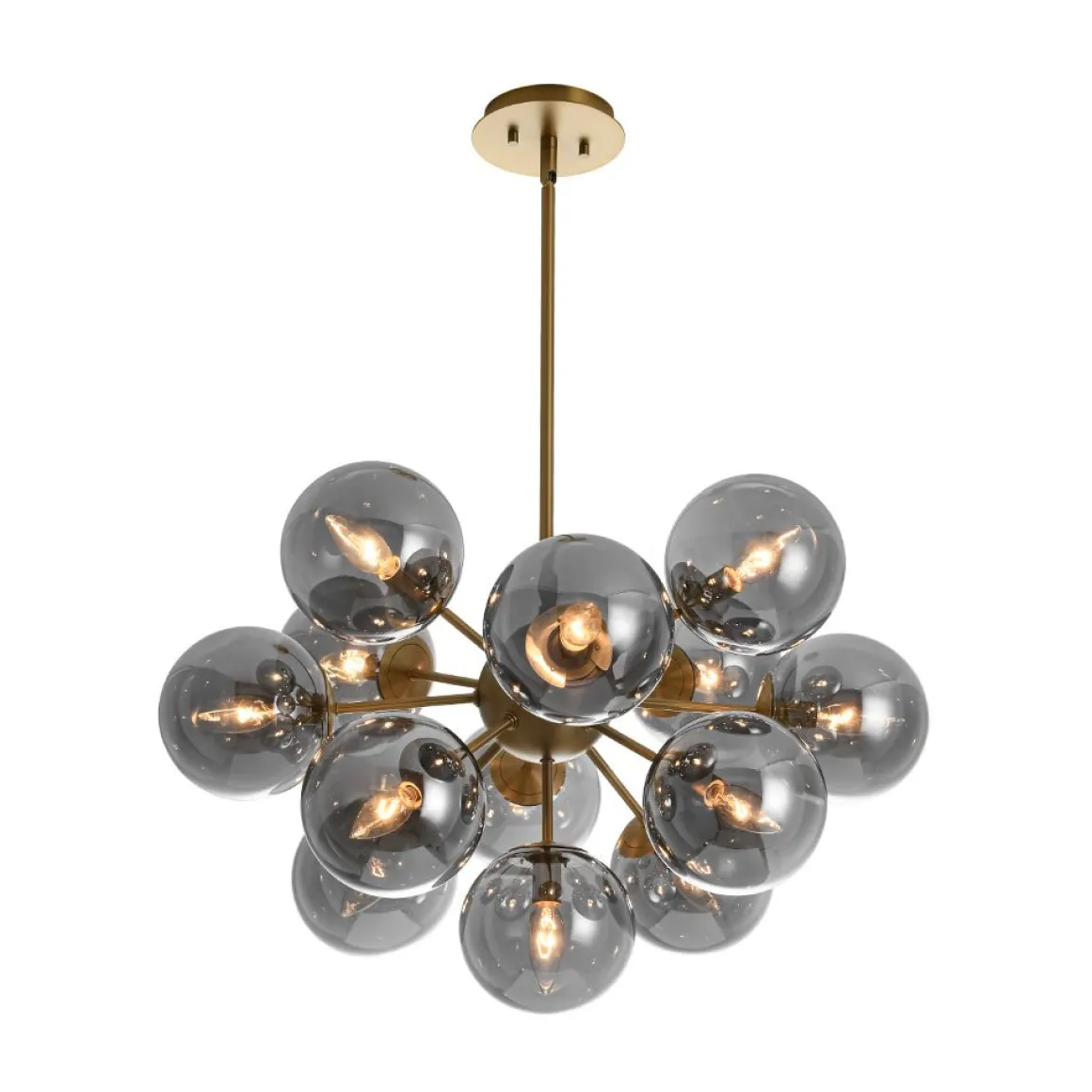 Glam Dark Pearl Sputnik Smoked Glass Bubble Chandelier Light Fixture
