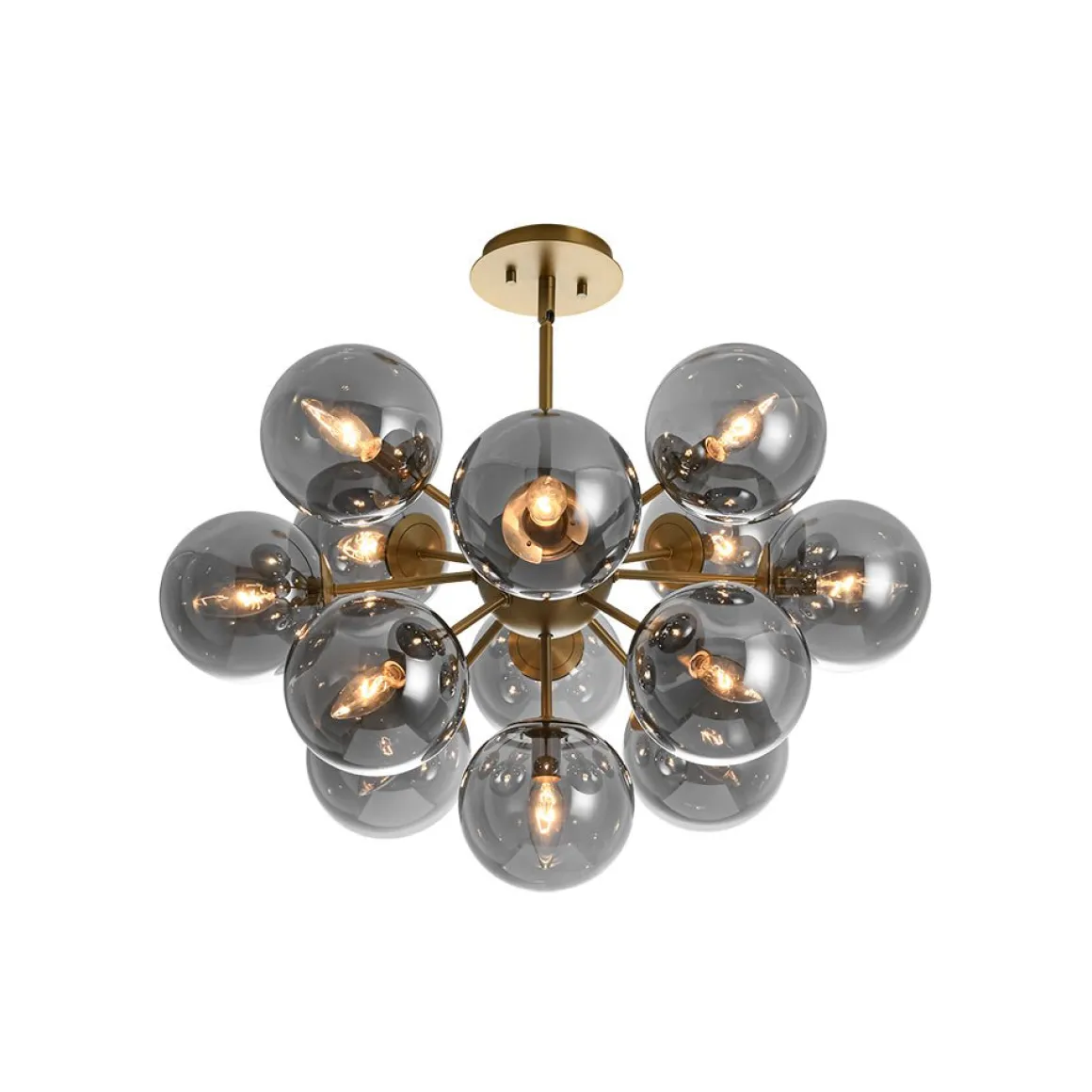 Glam Dark Pearl Sputnik Smoked Glass Bubble Chandelier Light Fixture