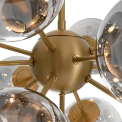 Glam Dark Pearl Sputnik Smoked Glass Bubble Chandelier Light Fixture