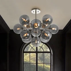 Glam Dark Pearl Sputnik Smoked Glass Bubble Chandelier Light Fixture