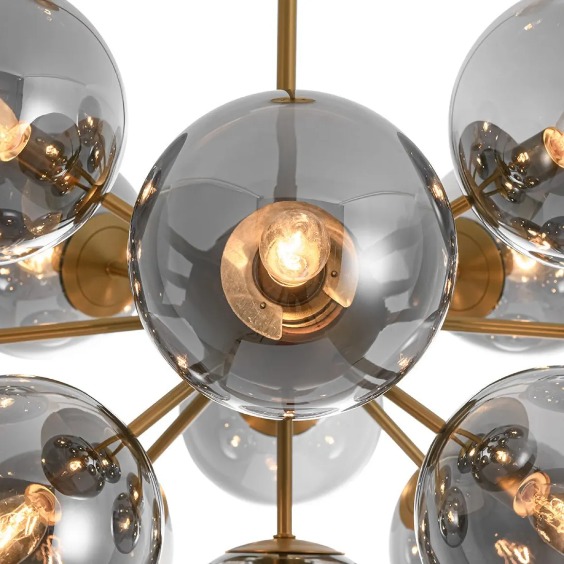 Glam Dark Pearl Sputnik Smoked Glass Bubble Chandelier Light Fixture
