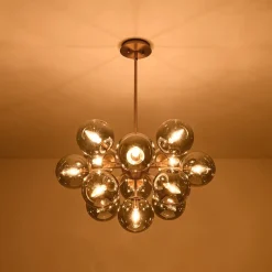 Glam Dark Pearl Sputnik Smoked Glass Bubble Chandelier Light Fixture