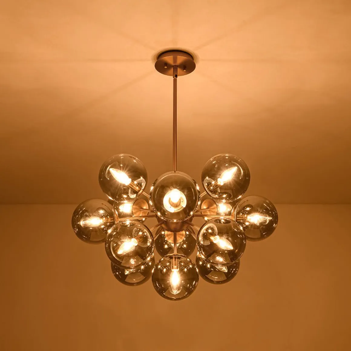 Glam Dark Pearl Sputnik Smoked Glass Bubble Chandelier Light Fixture