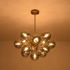 Glam Dark Pearl Sputnik Smoked Glass Bubble Chandelier Light Fixture