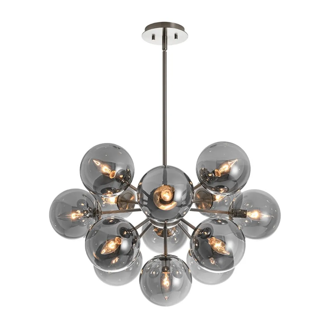 Glam Dark Pearl Sputnik Smoked Glass Bubble Chandelier Light Fixture