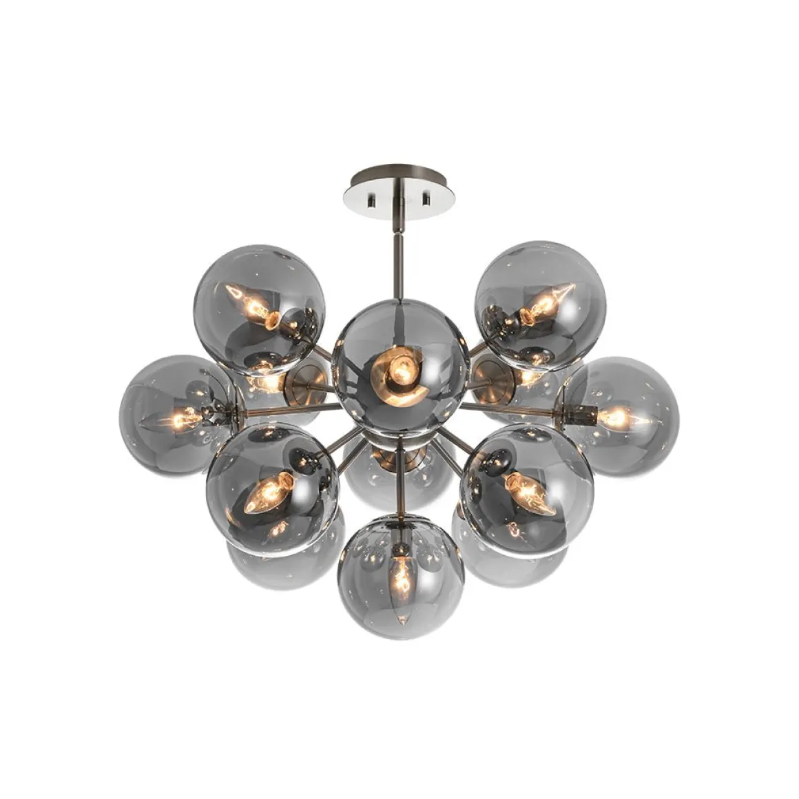 Glam Dark Pearl Sputnik Smoked Glass Bubble Chandelier Light Fixture