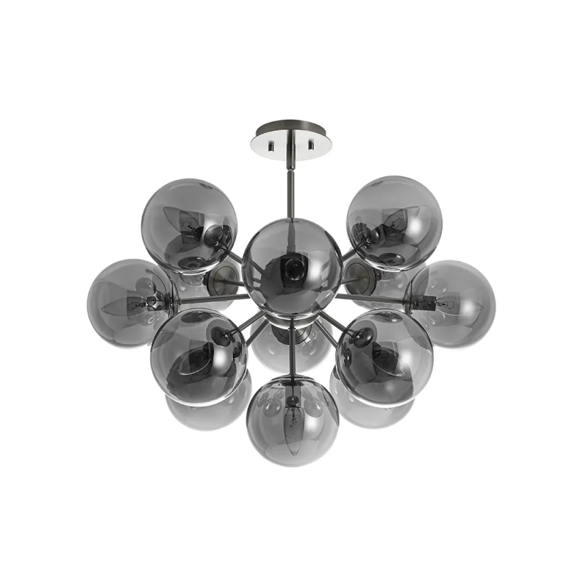 Glam Dark Pearl Sputnik Smoked Glass Bubble Chandelier Light Fixture