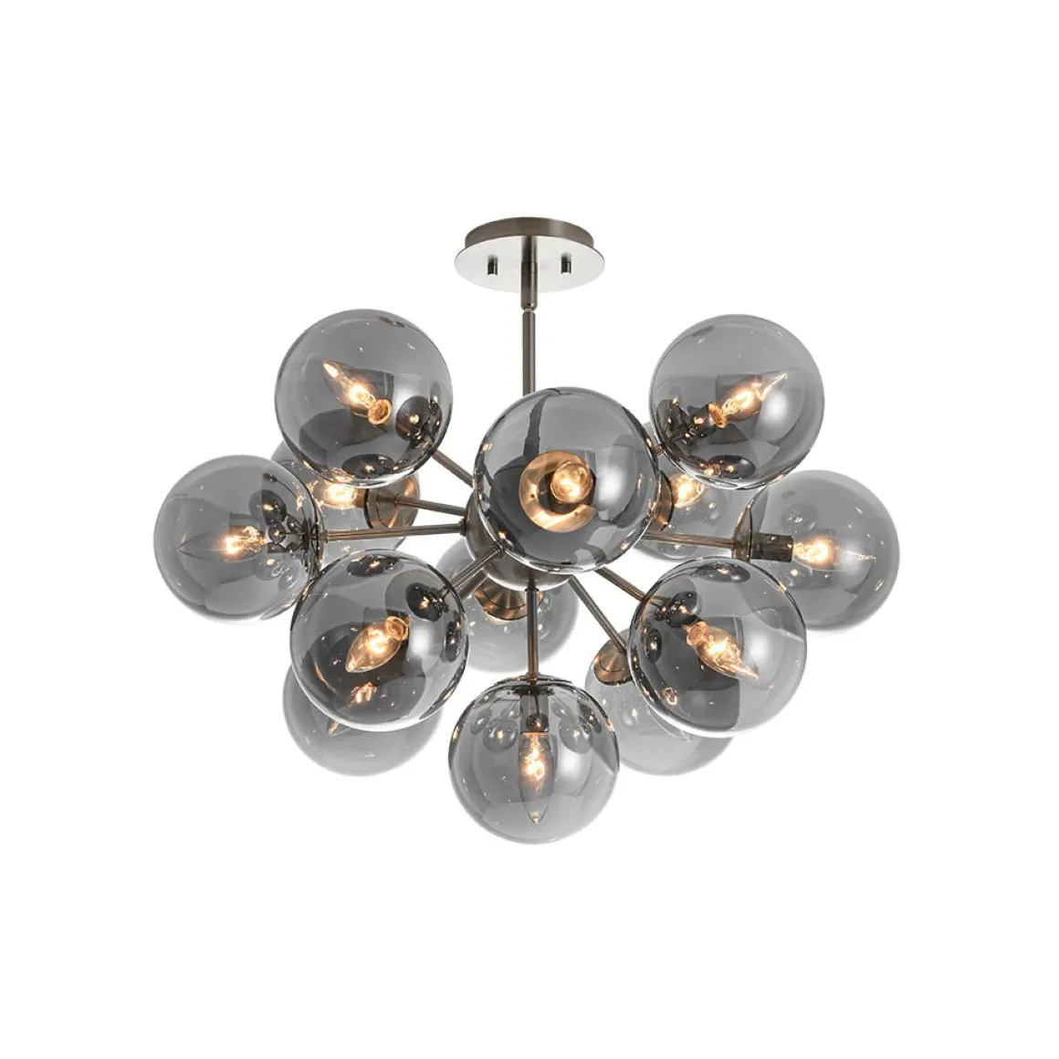 Glam Dark Pearl Sputnik Smoked Glass Bubble Chandelier Light Fixture