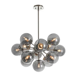 Glam Dark Pearl Sputnik Smoked Glass Bubble Chandelier Light Fixture