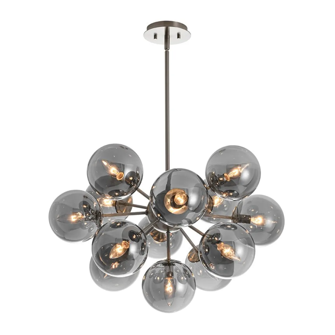 Glam Dark Pearl Sputnik Smoked Glass Bubble Chandelier Light Fixture