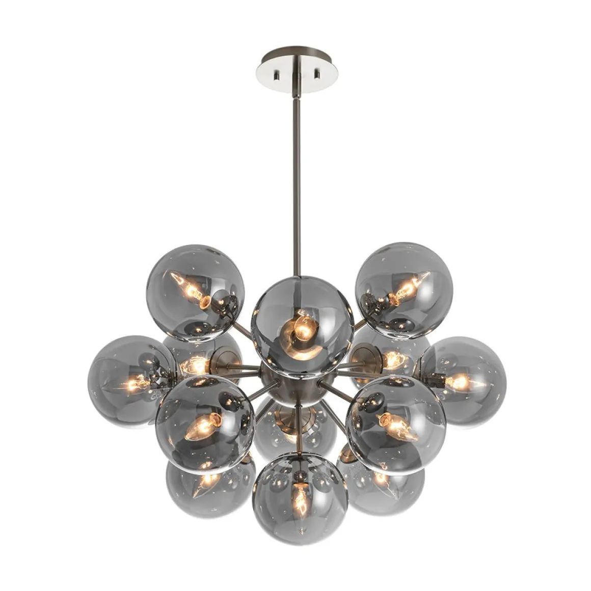 Glam Dark Pearl Sputnik Smoked Glass Bubble Chandelier Light Fixture