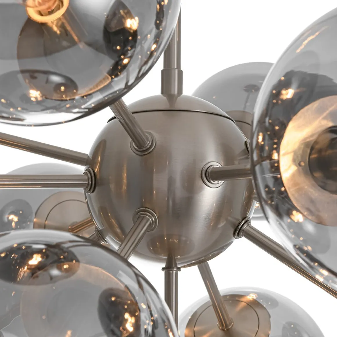 Glam Dark Pearl Sputnik Smoked Glass Bubble Chandelier Light Fixture