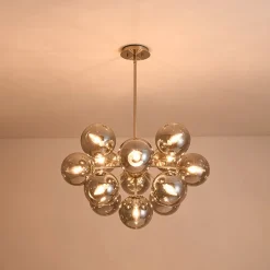 Glam Dark Pearl Sputnik Smoked Glass Bubble Chandelier Light Fixture