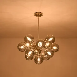 Glam Dark Pearl Sputnik Smoked Glass Bubble Chandelier Light Fixture