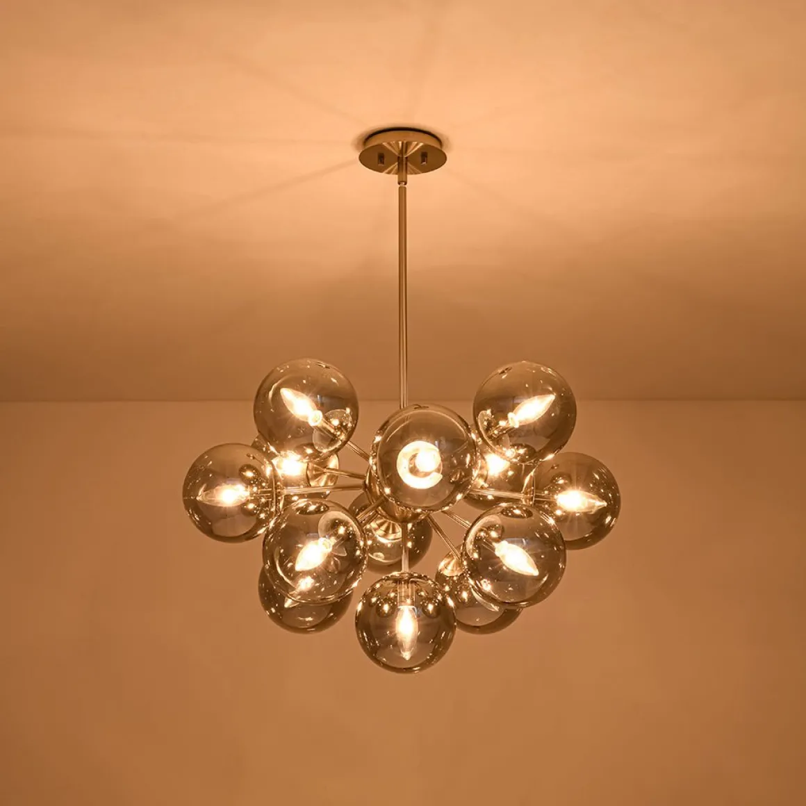 Glam Dark Pearl Sputnik Smoked Glass Bubble Chandelier Light Fixture