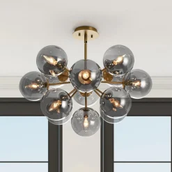 Glam Dark Pearl Sputnik Smoked Glass Bubble Chandelier Light Fixture