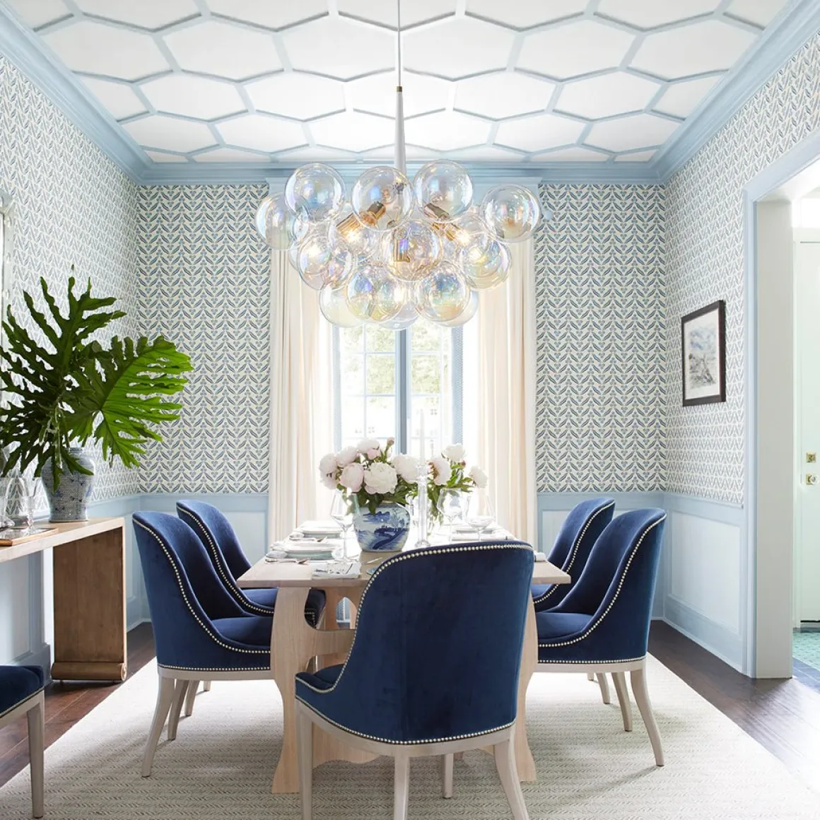 Glam Iridescent Glass Globe Cluster Bubble Chandelier
