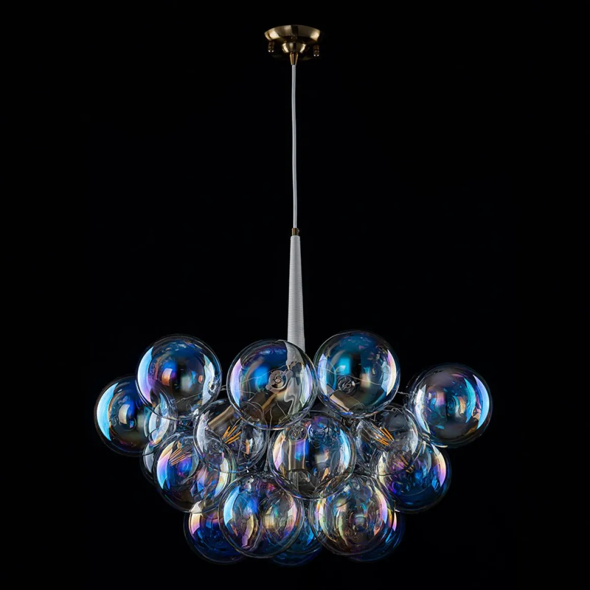 Glam Iridescent Glass Globe Cluster Bubble Chandelier
