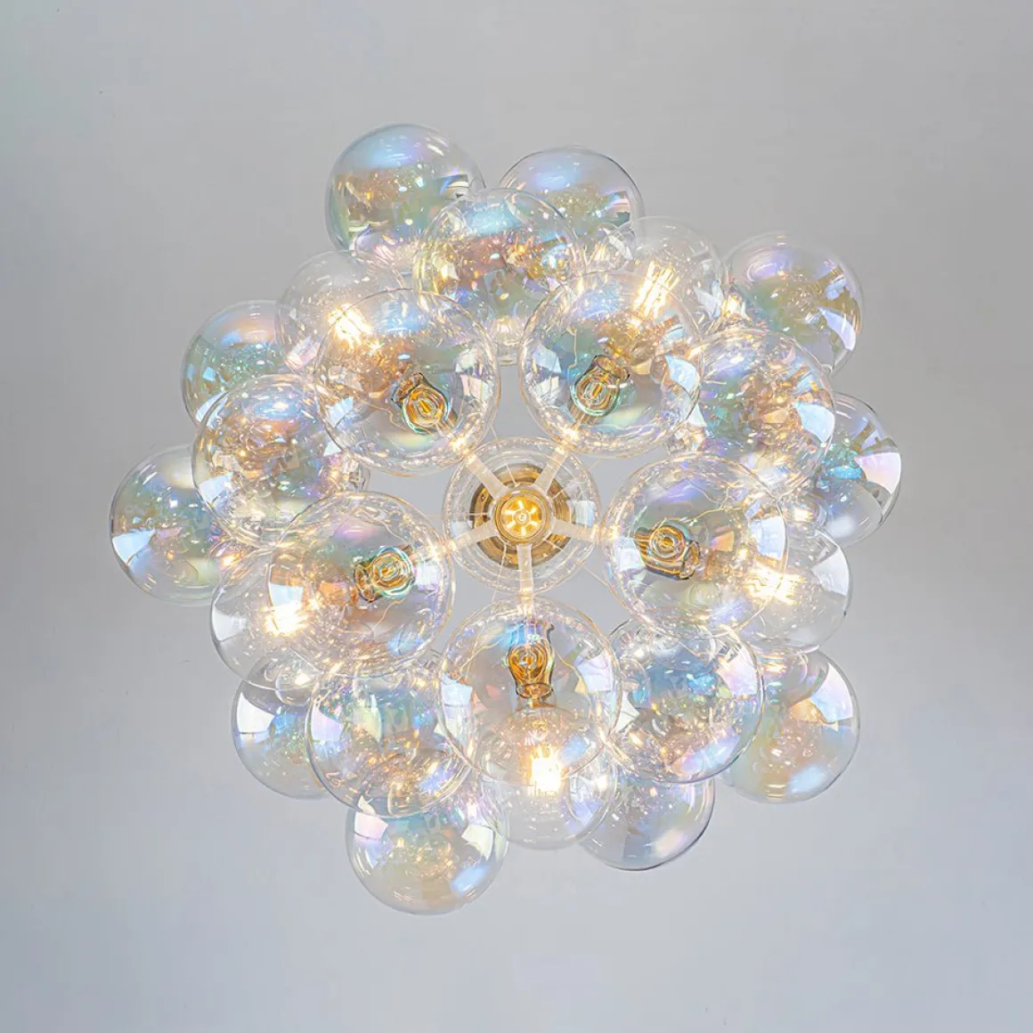 Glam Iridescent Glass Globe Cluster Bubble Chandelier