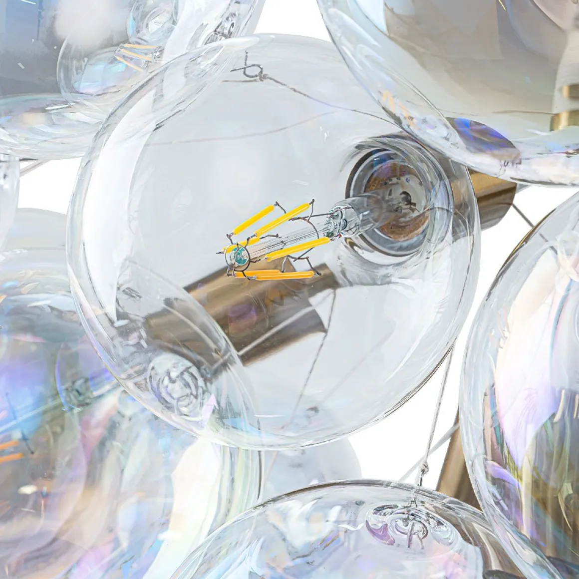Glam Iridescent Glass Globe Cluster Bubble Chandelier