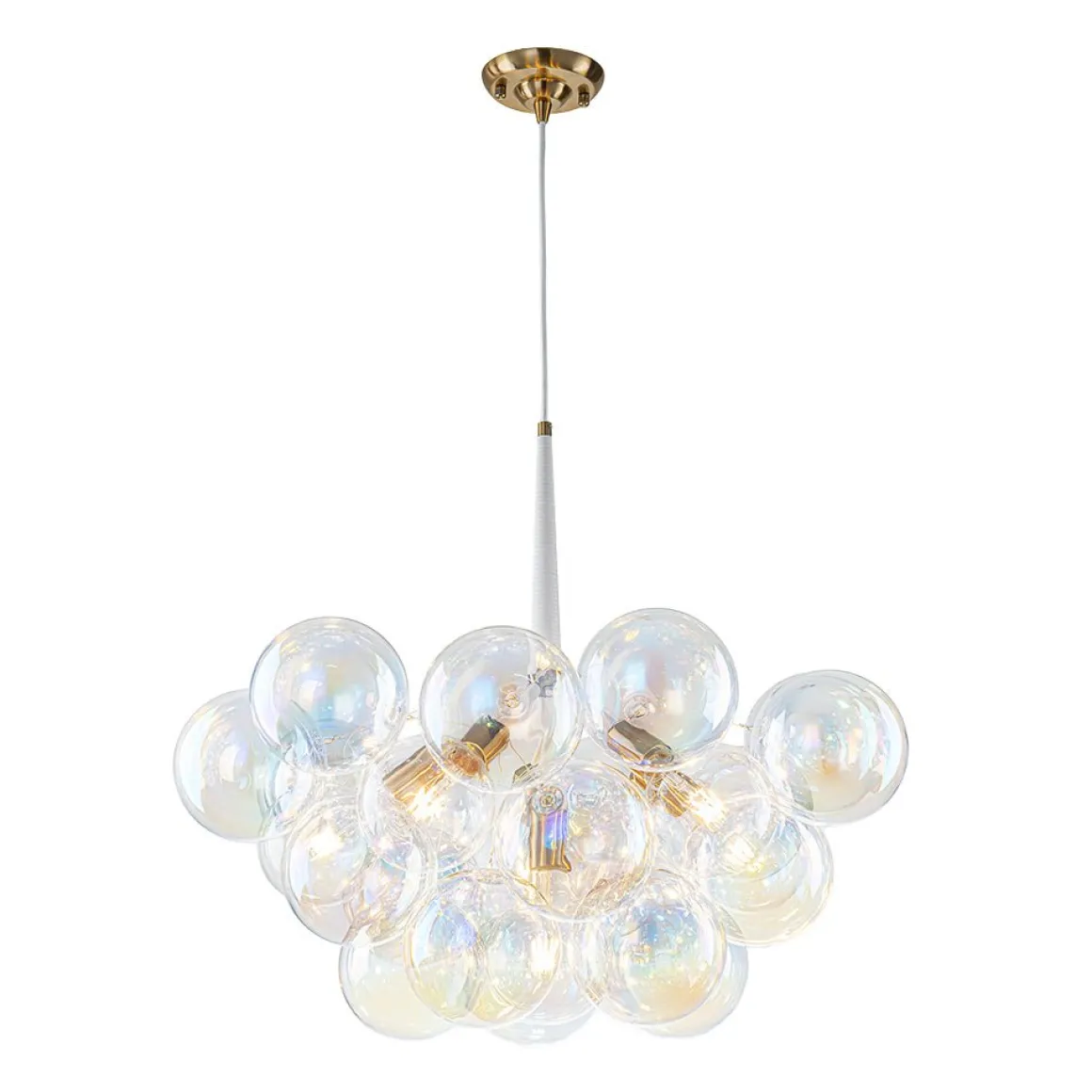 Glam Iridescent Glass Globe Cluster Bubble Chandelier