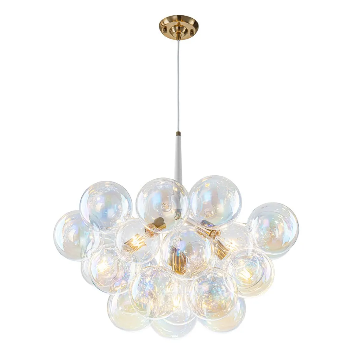 Glam Iridescent Glass Globe Cluster Bubble Chandelier