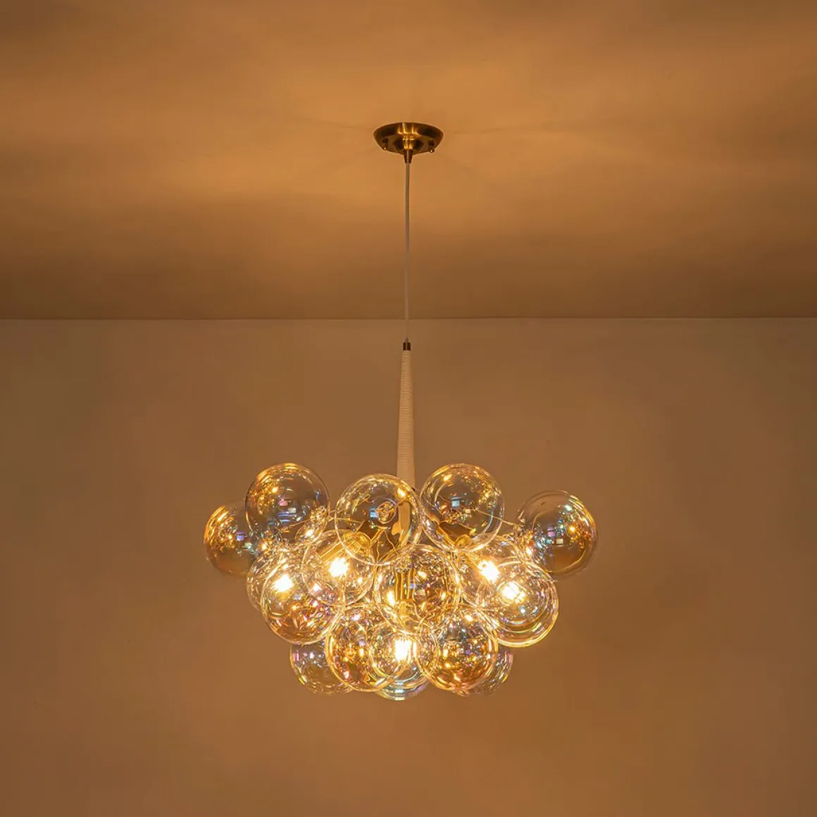 Glam Iridescent Glass Globe Cluster Bubble Chandelier