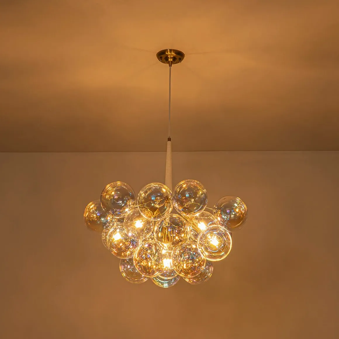 Glam Iridescent Glass Globe Cluster Bubble Chandelier