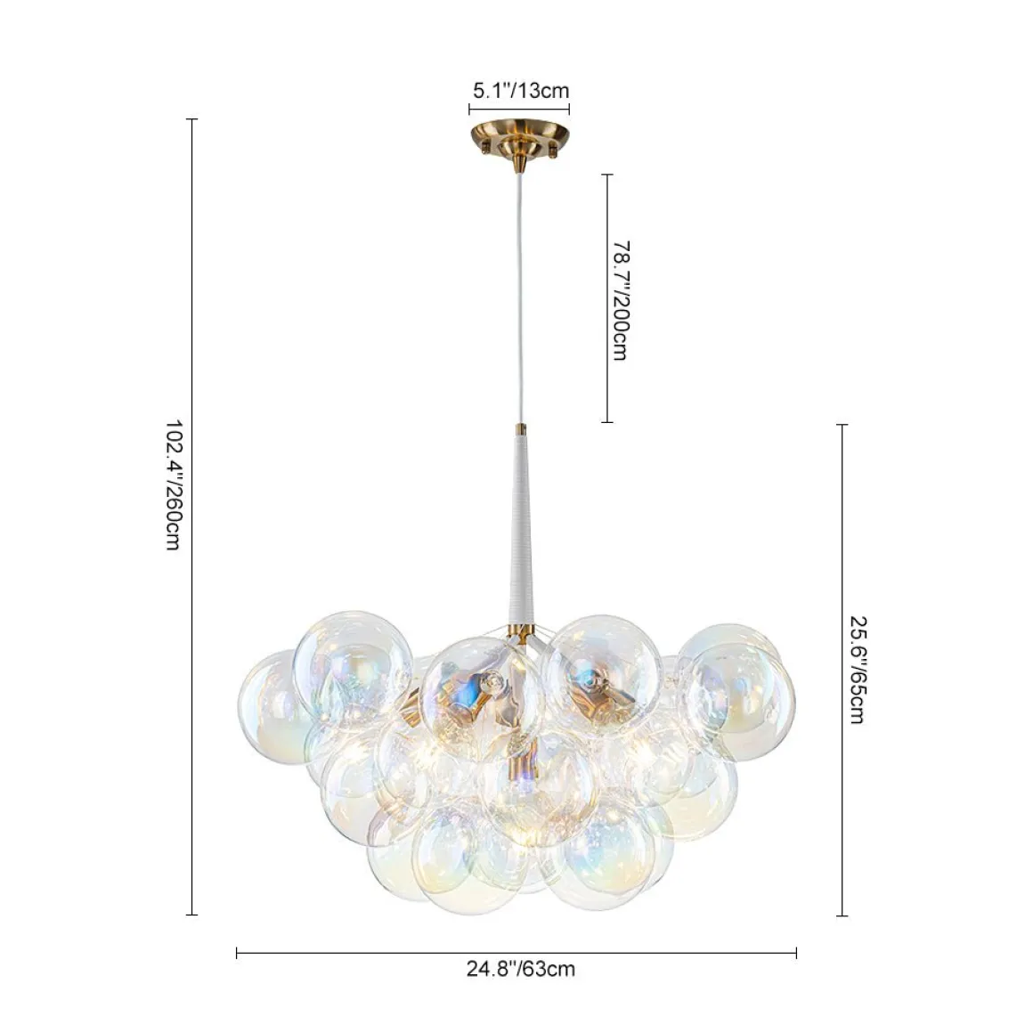 Glam Iridescent Glass Globe Cluster Bubble Chandelier