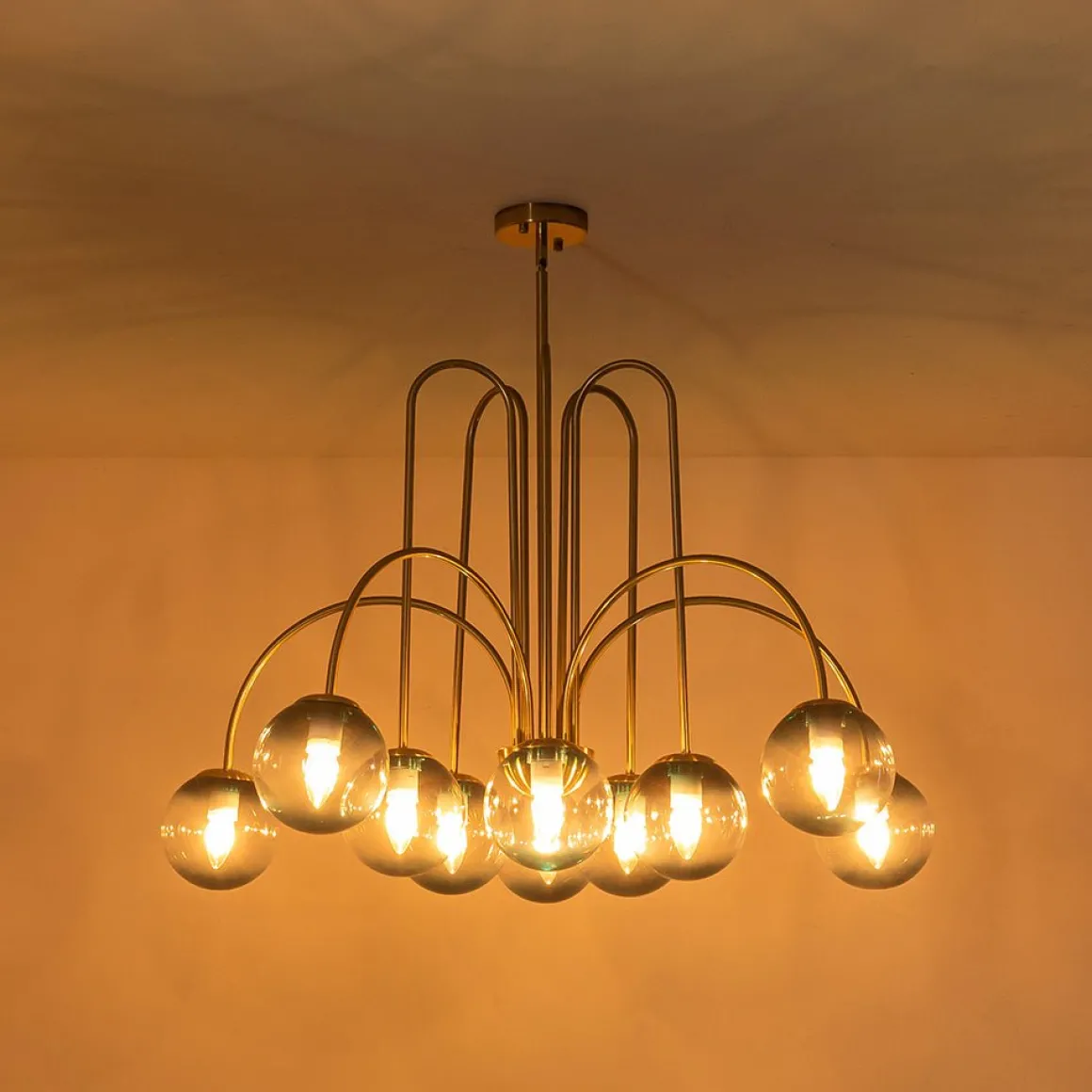 Glam 10-Light Blue Glass Globe Bubble Chandelier