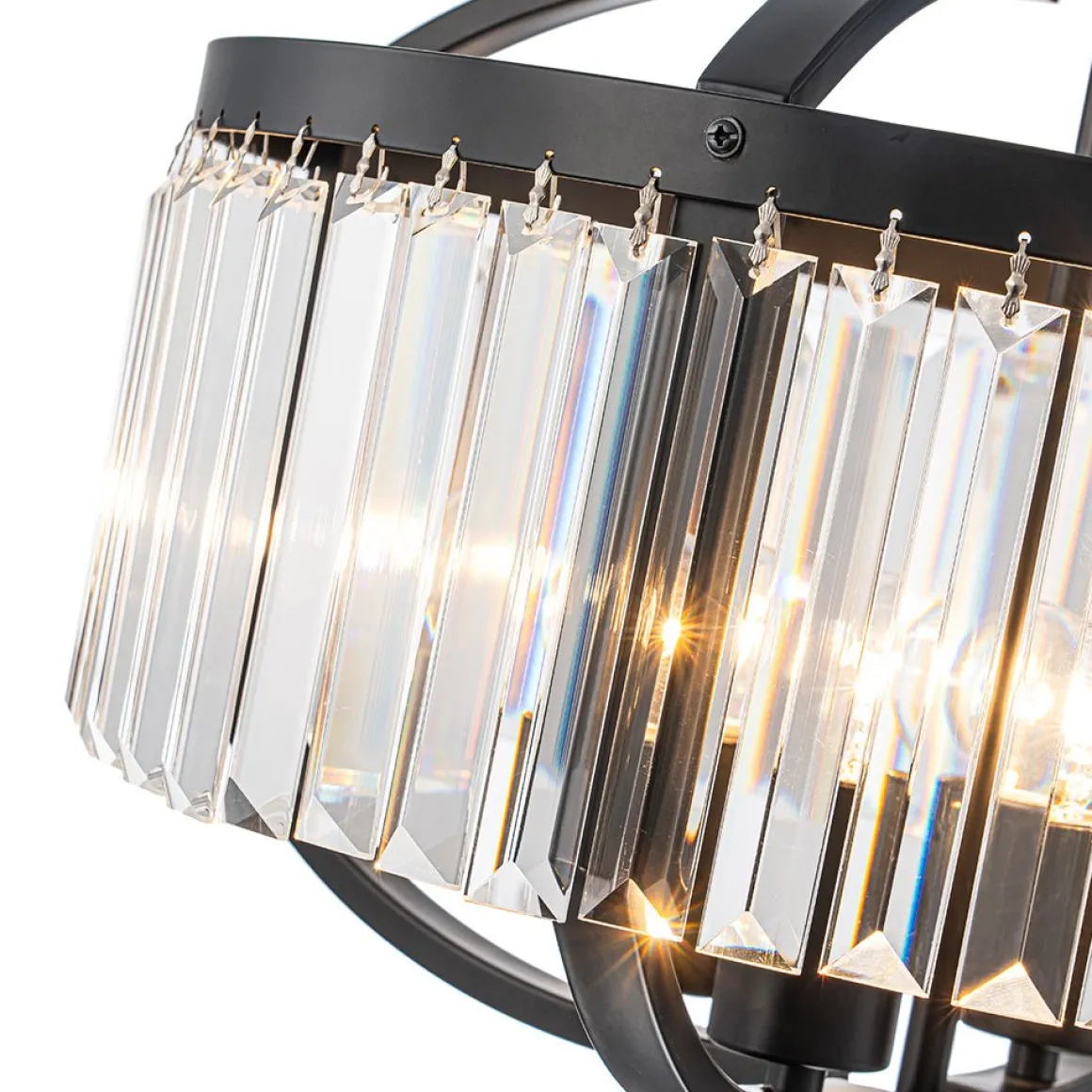 Glam 4-Light Faceted Crystal Round Cage Pendant